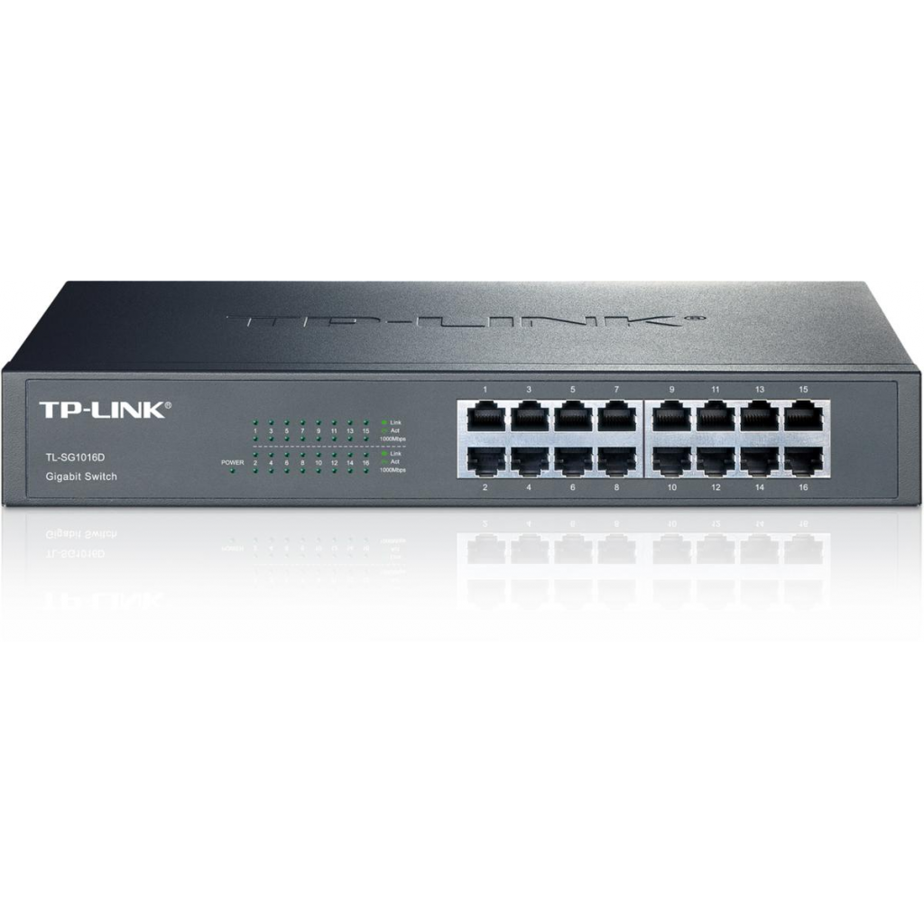 TP-LINK TL-SG1016D, 16 Port, GigaBit, Yönetilemez, Metal Kasa, Rackmount Switch - Tp-Link