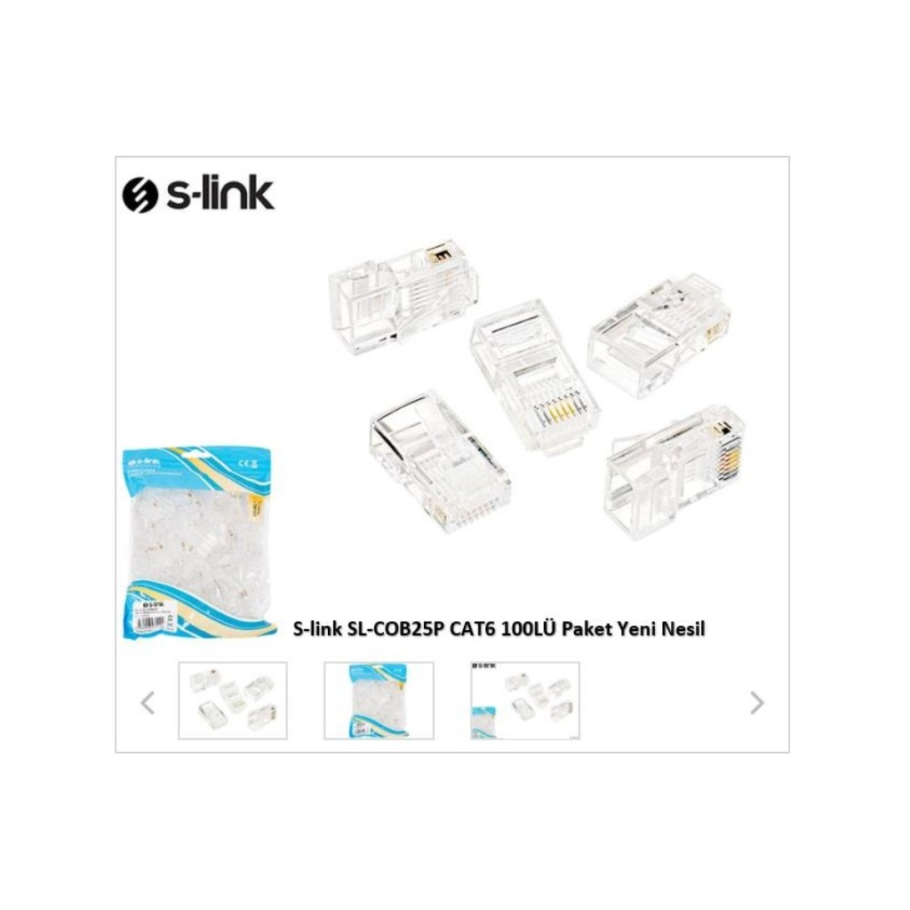 S-LINK SL-COB25P, RJ45, Yeni Nesil JAC, UTP, CAT6, (100lü PAKET) - S-Link - görsel 2