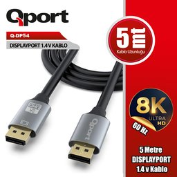 QPORT Q-DP54 DISPLAY PORT 1.4V 5MT KABLO - QPORT