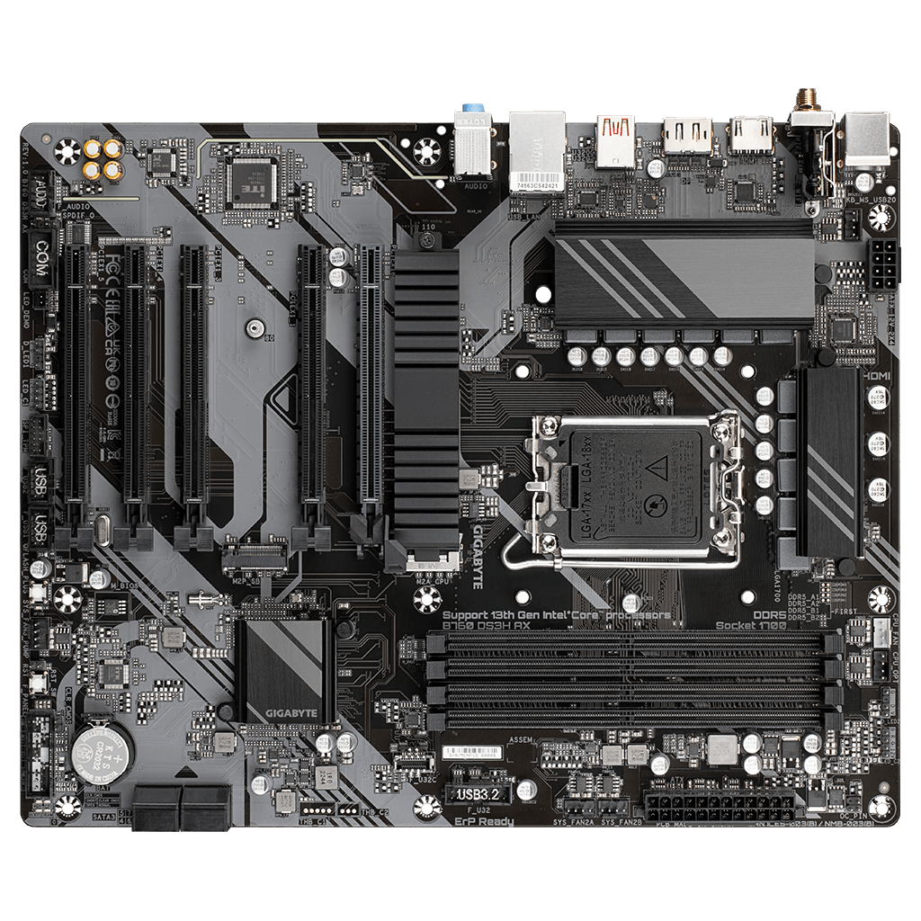 GIGABYTE B760 DS3H AX, rev.1.0, 4xDDR5, 2xM.2, DP, HDMI, Type-C, Wi-Fi 6E, Bluetooth v5.3, 12-13-14.Nesil, LGA1700 Soket, Anakart - Gigabyte - görsel 3
