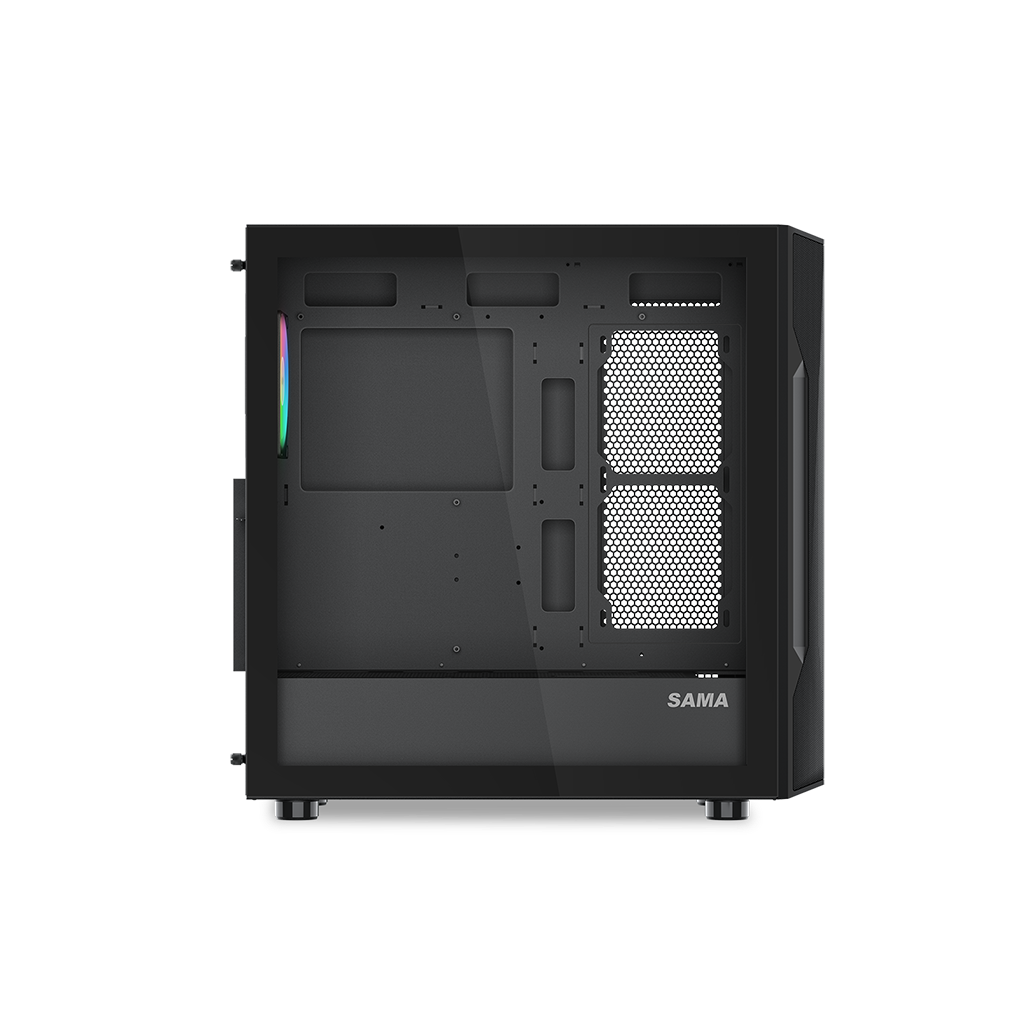 SAMA S40BK Black, H700BK 700W, 80 PLUS, Tempered Glass Panel, Mesh Ön Panel, Type-C, 4x120mm ARGB Fan, ATX, GAMING KASA - Sama - görsel 4