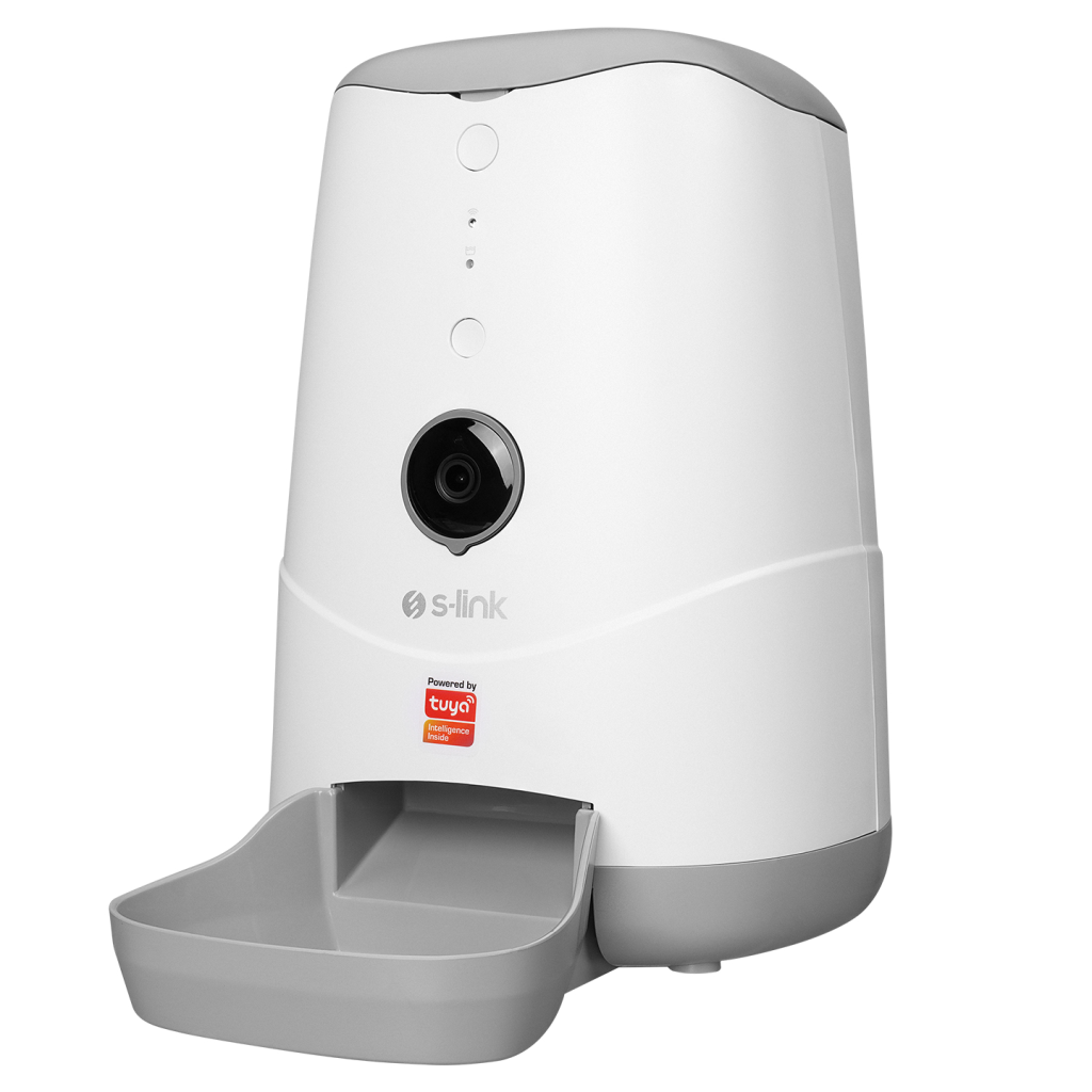 S-LINK SL-20, 3,7Litre Kapasiteli, WiFi, 1080P Kameralı, İyi Yönlü Ses, Tuya Destekli, Otomatik Yem Kabı - S-Link