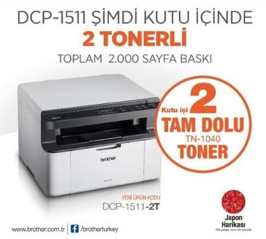 BROTHER DCP-1511-2T Mono Lazer AIO A4 Mono Fotokopi Tarayıcı Usb Yazıcı 2 Tam dolu toner - BROTHER