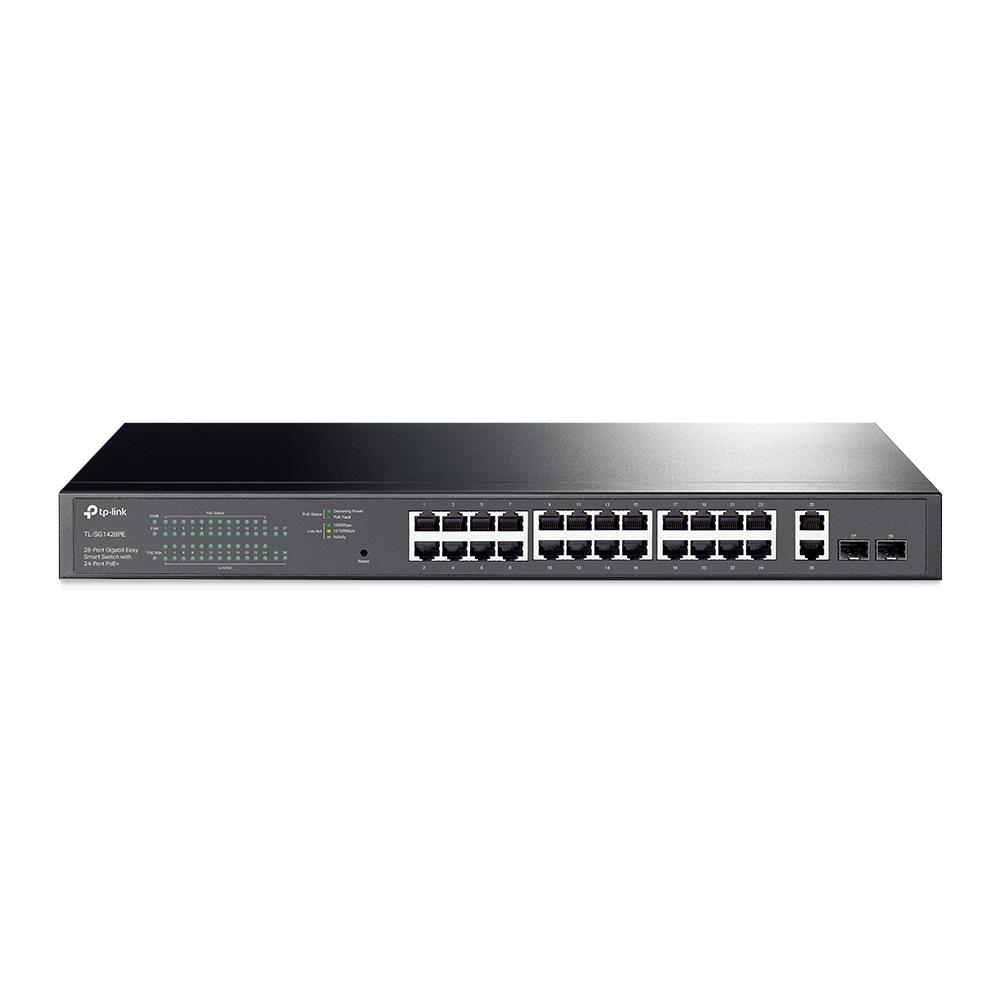 TP-LINK TL-SG1428PE 24 PORT GIGABIT + 2XGIGABIT RJ45/SFP UPLINK YÖNETİLEBİLİR 250W POE RACKMOUNT SWITCH - Tp-Link