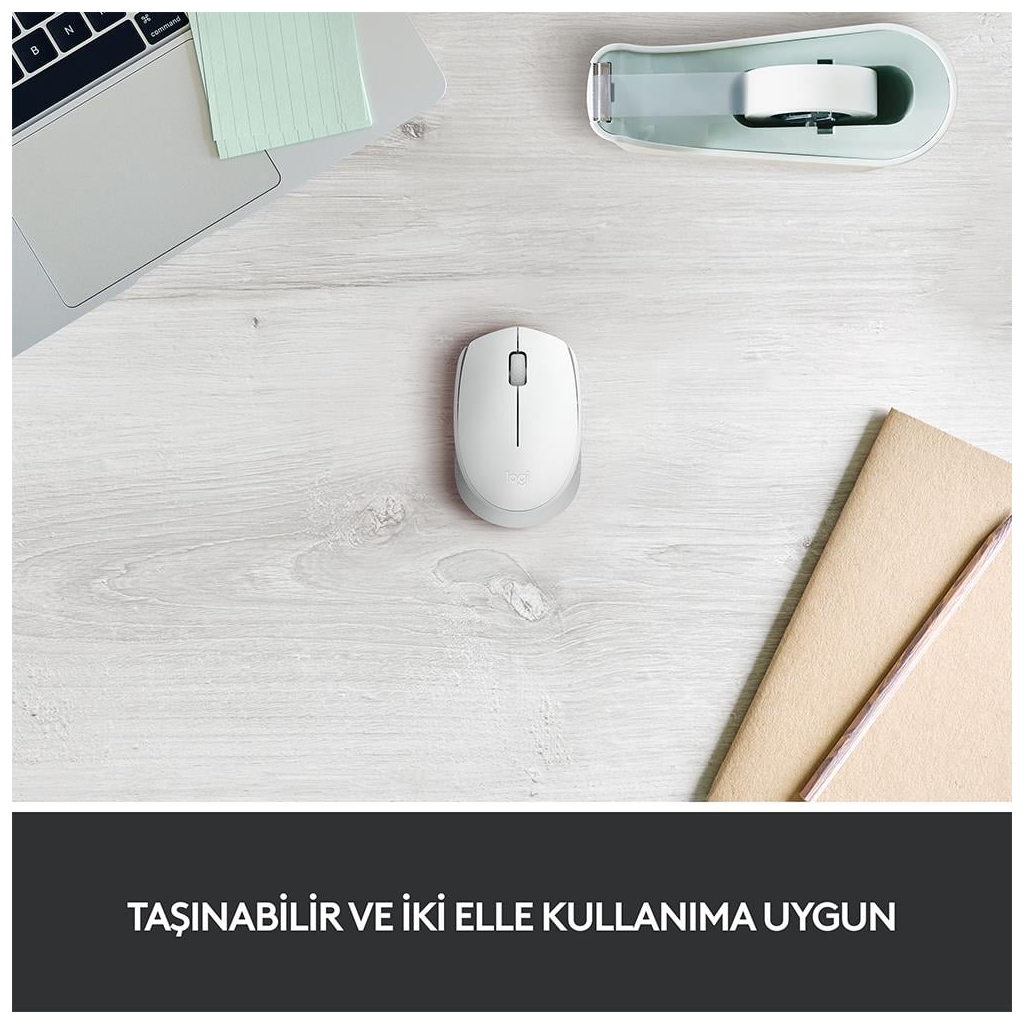 LOGITECH 910-006867, M171 White, USB Nano 2,4G Kablosuz, 1000dpi, Optik, 3 Tuşlu, 12ay Pil Ömrü, Mouse - Logitech - görsel 3