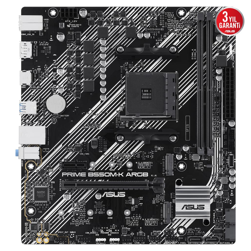 ASUS PRIME B550M-K ARGB B550 DDR4 (Vga Yok) GLan mATX HD DP US3 M2 AM4 AMD Anakart - ASUS - görsel 3