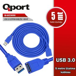 QPORT USB3.0 5MT UZATMA KABLOSU (Q-UZ3050) - QPORT