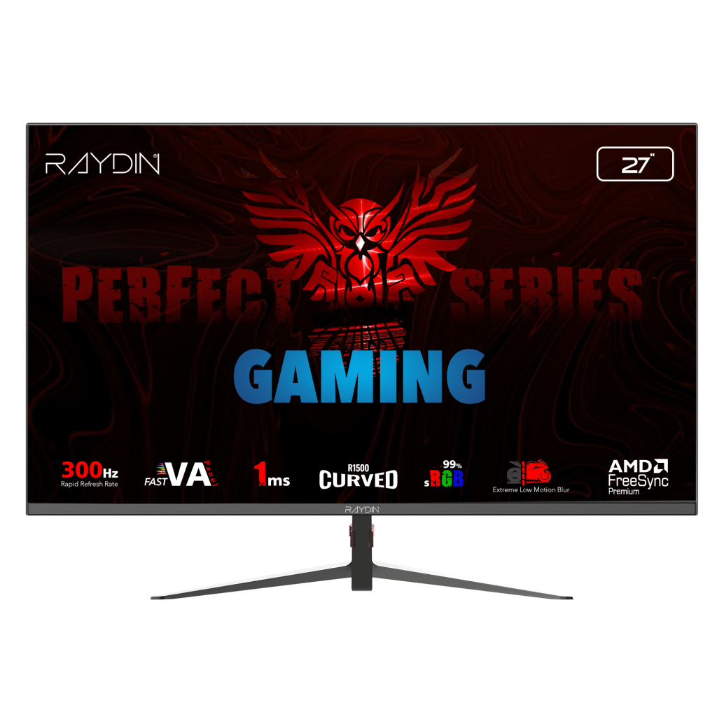 RAYDIN MM27RFA-300HZ, 27", 1ms, 300Hz, Full HD, 300 nits, 2xHDMI, DP, VA LED, R1500 Curved, Frameless, FreeSync Gaming Monitör - RAYDIN