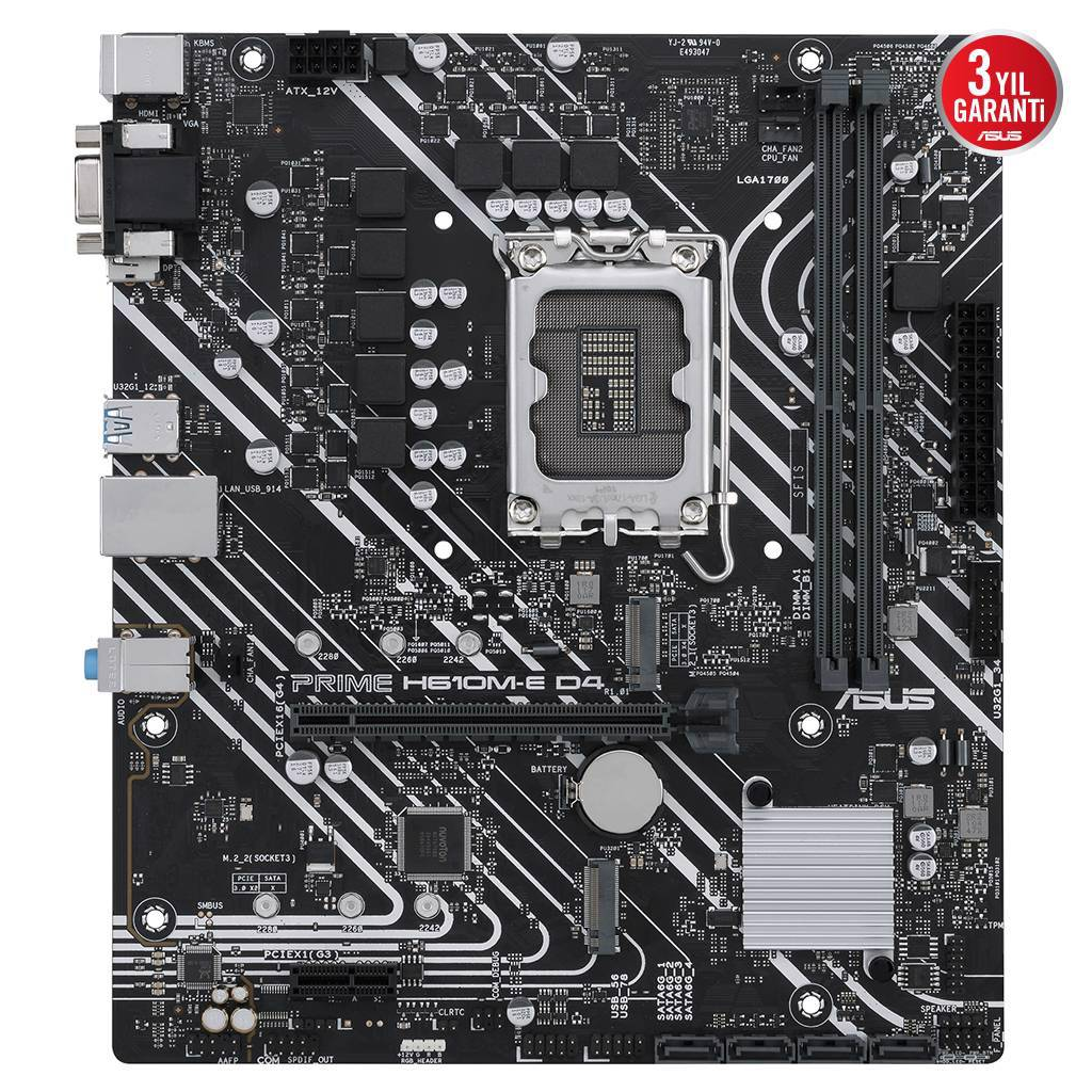ASUS PRIME H610M-E D4-CSM, 2xDDR4, 2x M.2, D-SUB, HDMI, DP, 12-13.14.Nesil, LGA1700 Soket, Anakart - Asus - görsel 2