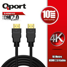 QPORT (Q-HDMI102) ALTIN UCLU 10M 4K HDMI2.0 KABLO - QPORT