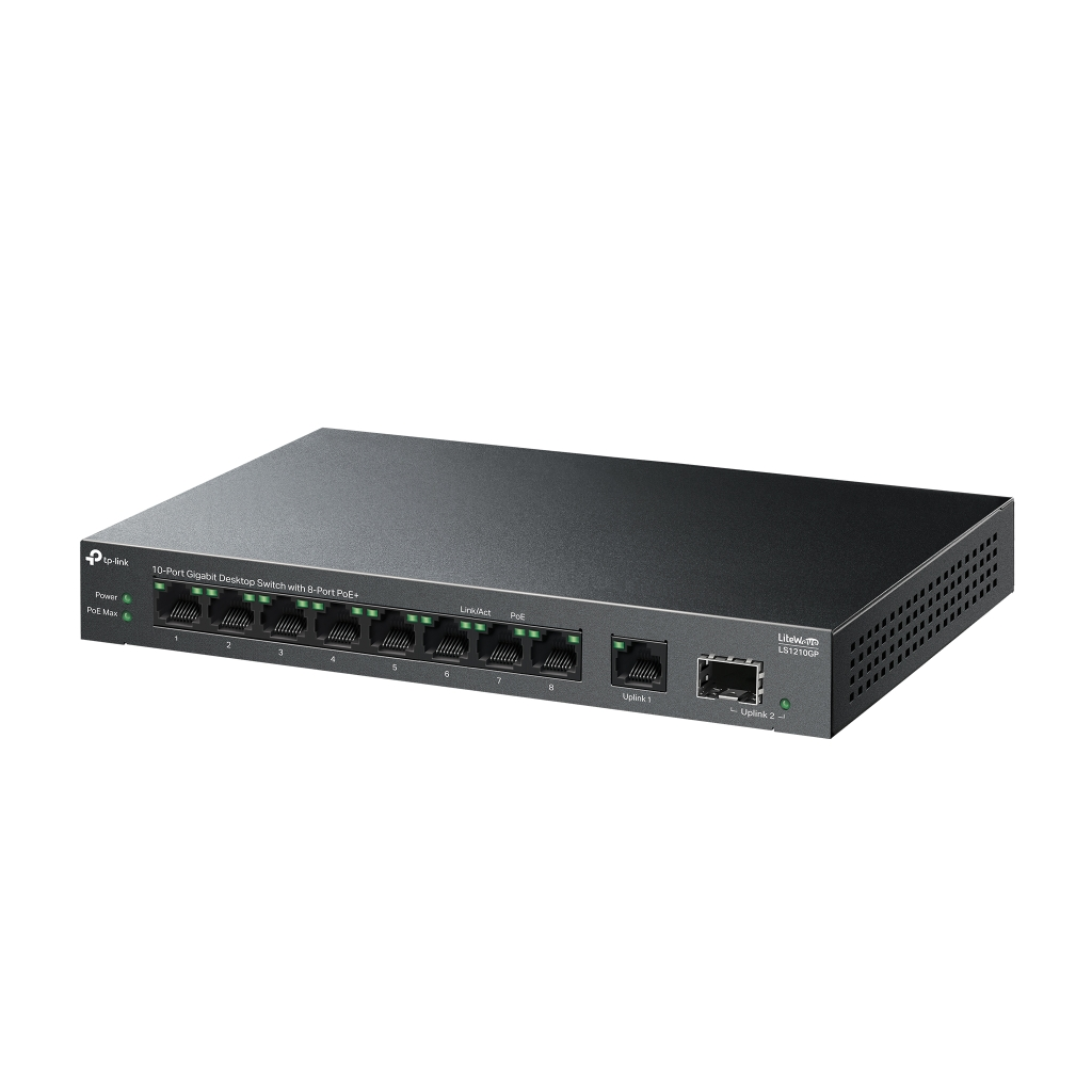 TP-LINK LS1210GP, Green Tech, 8 Port Gigabit, PoE 61W, 1 Port Gigabit Uplink, 1 Port Gigabit SFP, Yönetilemez Masaüstü Switch - Tp-Link - görsel 3