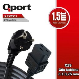 QPORT 1.5M C19 POWER GUC KABLOSU (Q-POWC19) - QPORT