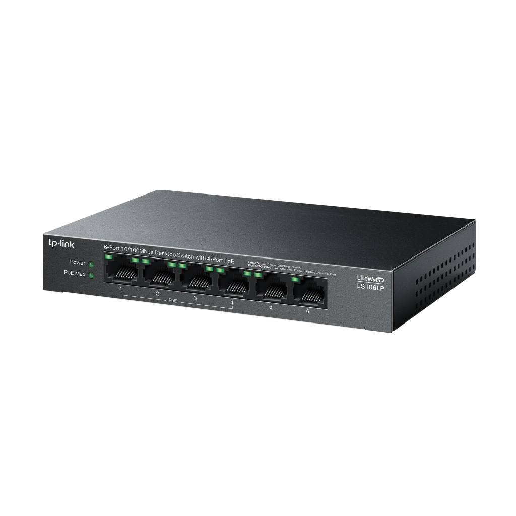 TP-LINK LS106LP, Green Tech, 6 Port, MegaBit, 4 Port PoE 41W, Metal Kasa, Yönetilemez, Masaüstü Switch - Tp-Link - görsel 3