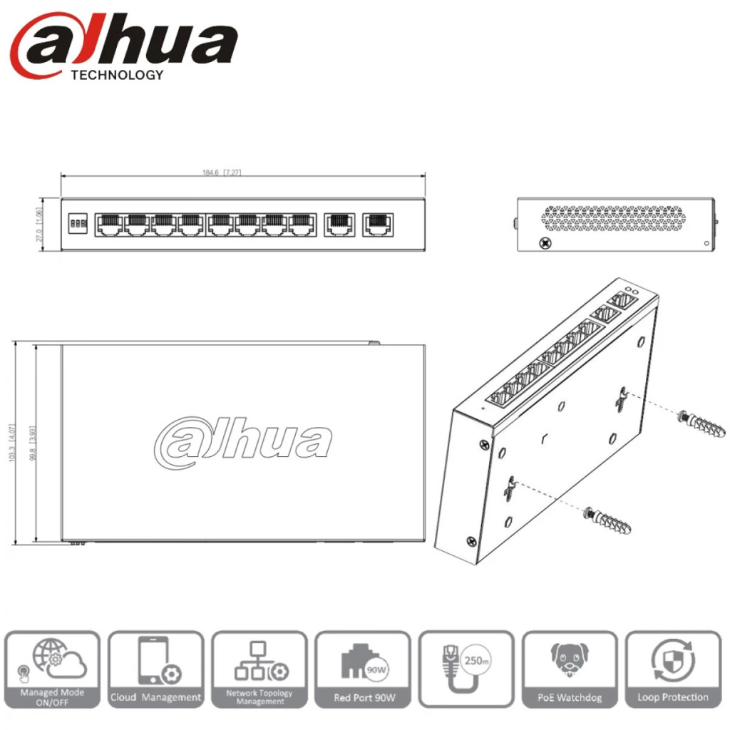 DAHUA CS4010-8ET2GT-110 8 Port, Megabit, PoE 110W, 2 Port Uplink, Cloud Yönetilebilir, Switch - Dahua - görsel 5