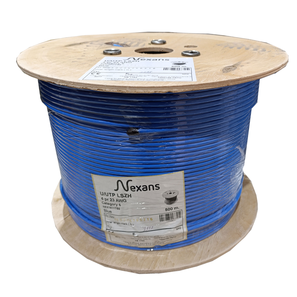NEXANS NEX1611TB5, MAVİ, CAT6, 500M, 23AWG (0,58mm), UTP, %100 Bakır, LSZH Halogen Free, Makara, Kablo - Nexans - görsel 2
