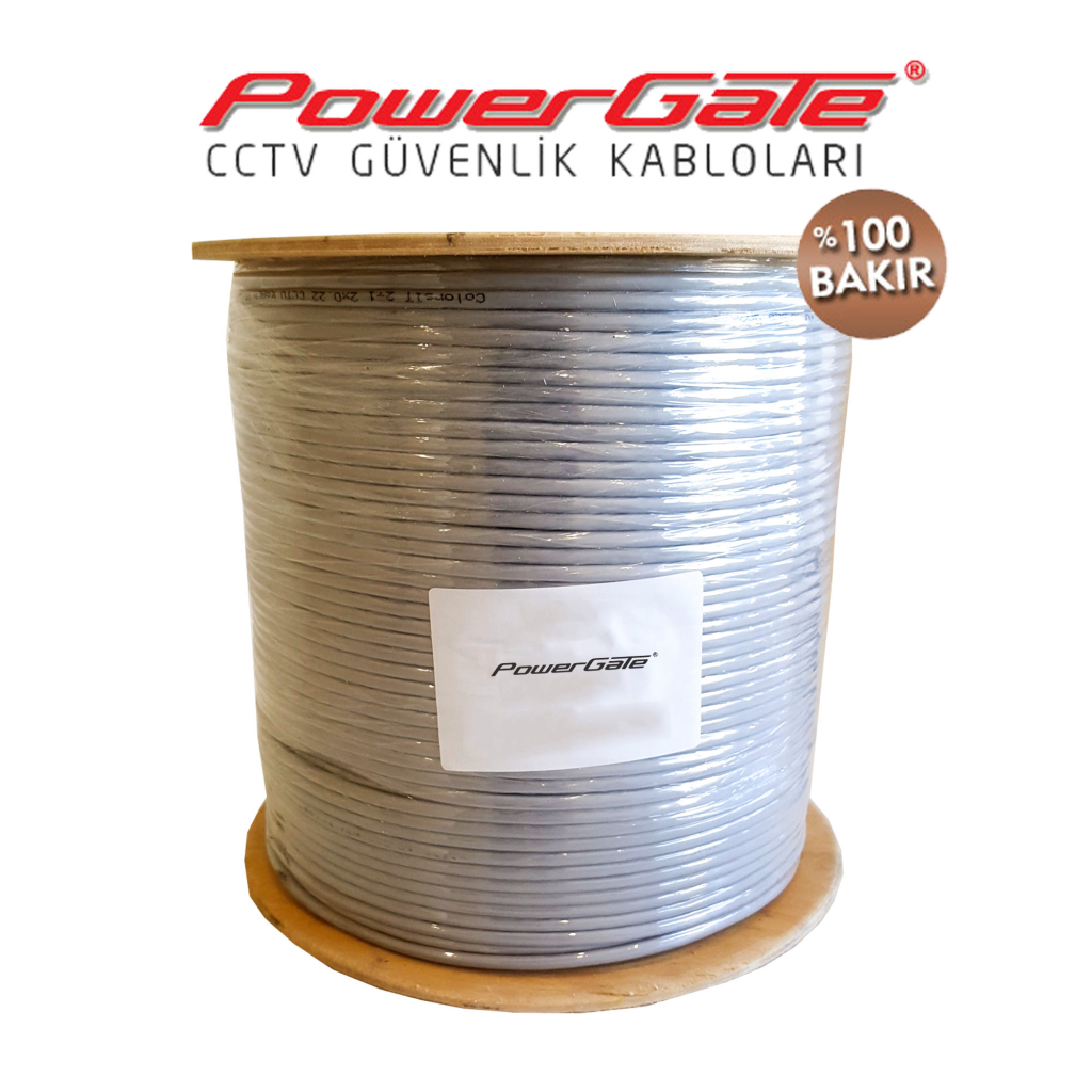 PowerGate VIA 250mt, 2+1 (2x0,22+0,22) %100 Bakır, CCTV Güvenlik Kablosu - PowerGate