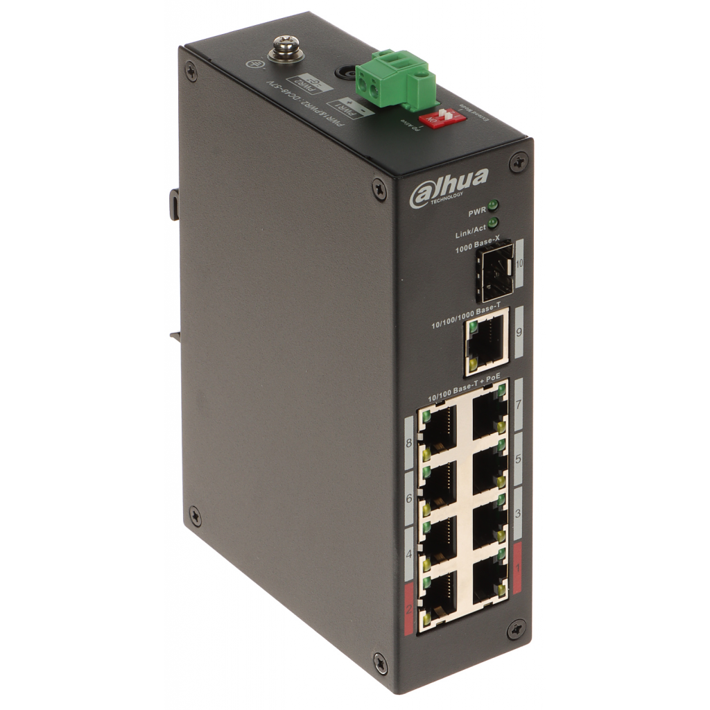 DAHUA PFS3110-8ET-96-V2, 8 Port, Megabit, PoE 96W, 1 Port Gigabit Uplink, 1 Port Gigabit SFP, Yönetilemez, Masaüstü Switch - Dahua