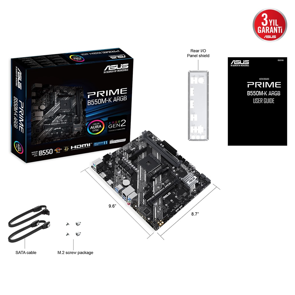 ASUS PRIME B550M-K ARGB B550 DDR4 (Vga Yok) GLan mATX HD DP US3 M2 AM4 AMD Anakart - ASUS - görsel 6