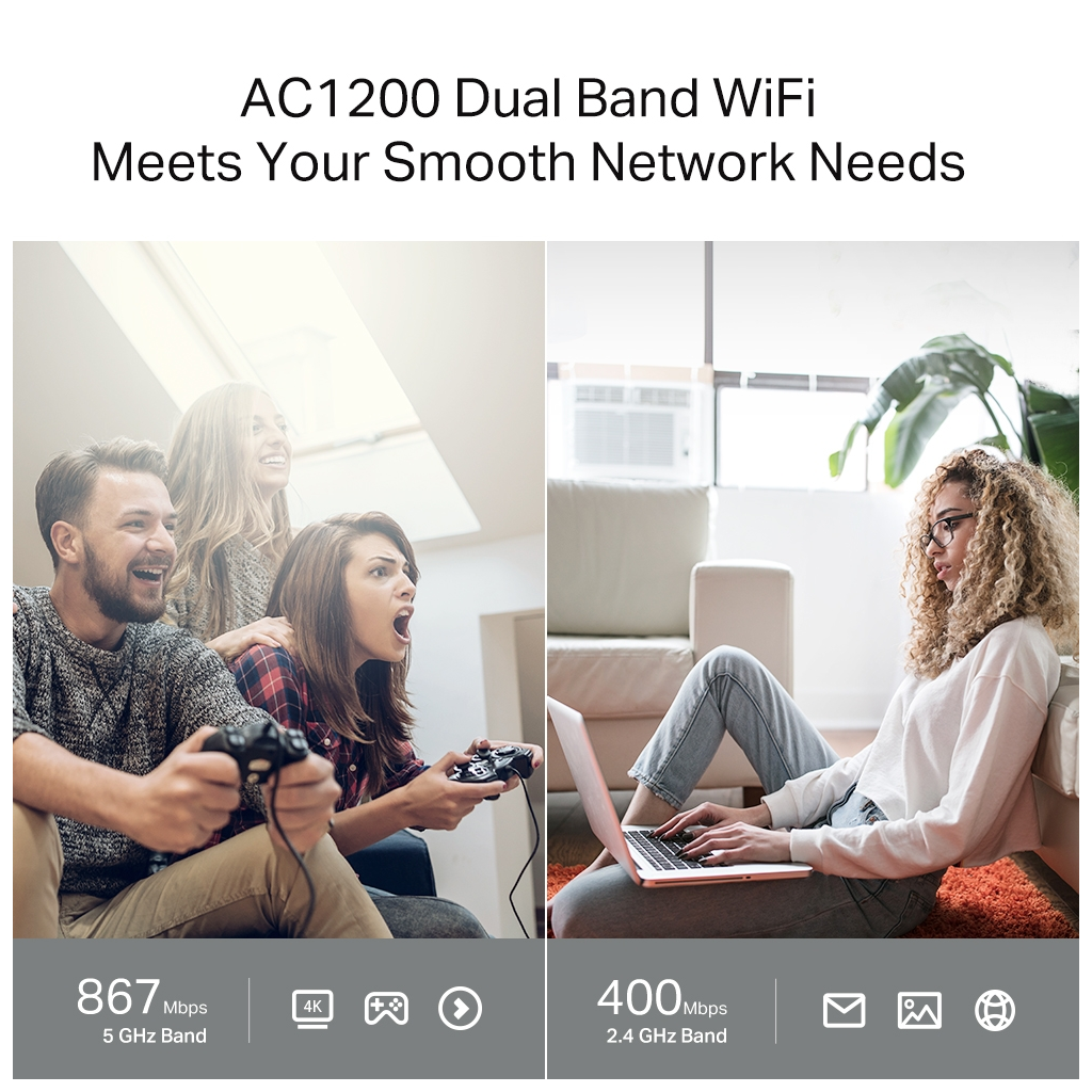 TP-LINK ARCHER C64, AC1200, 4Port, 1200Mbps, Dual Band WiFi, Masaüstü, Gigabit, Router, Access Point - Tp-Link - görsel 3