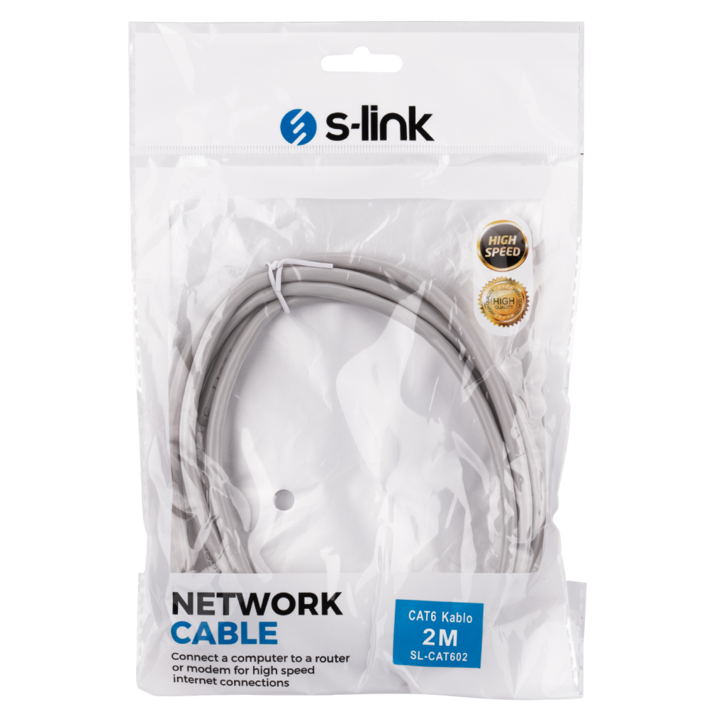 S-LINK SL-CAT602, CAT6, Patch, 2Mt, Kablo (Gri) - S-Link - görsel 3