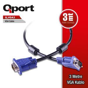 QPORT Q-VGA3 3M 15PIN VGA KABLO - QPORT - görsel 2
