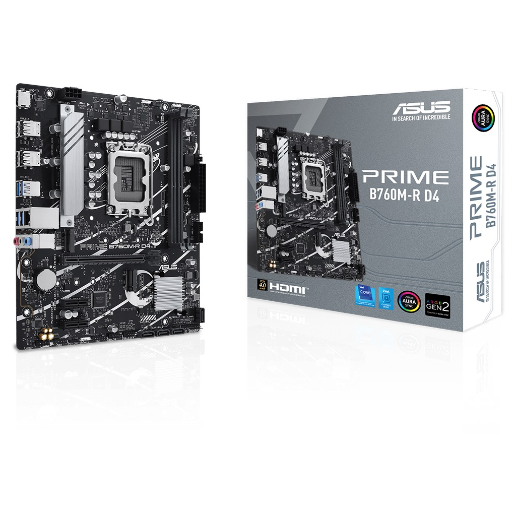 ASUS PRIME B760M-R D4, 2xDDR4, 2x M.2, HDMI, 12-13-14.Nesil, LGA1700 Soket, Anakart - Asus