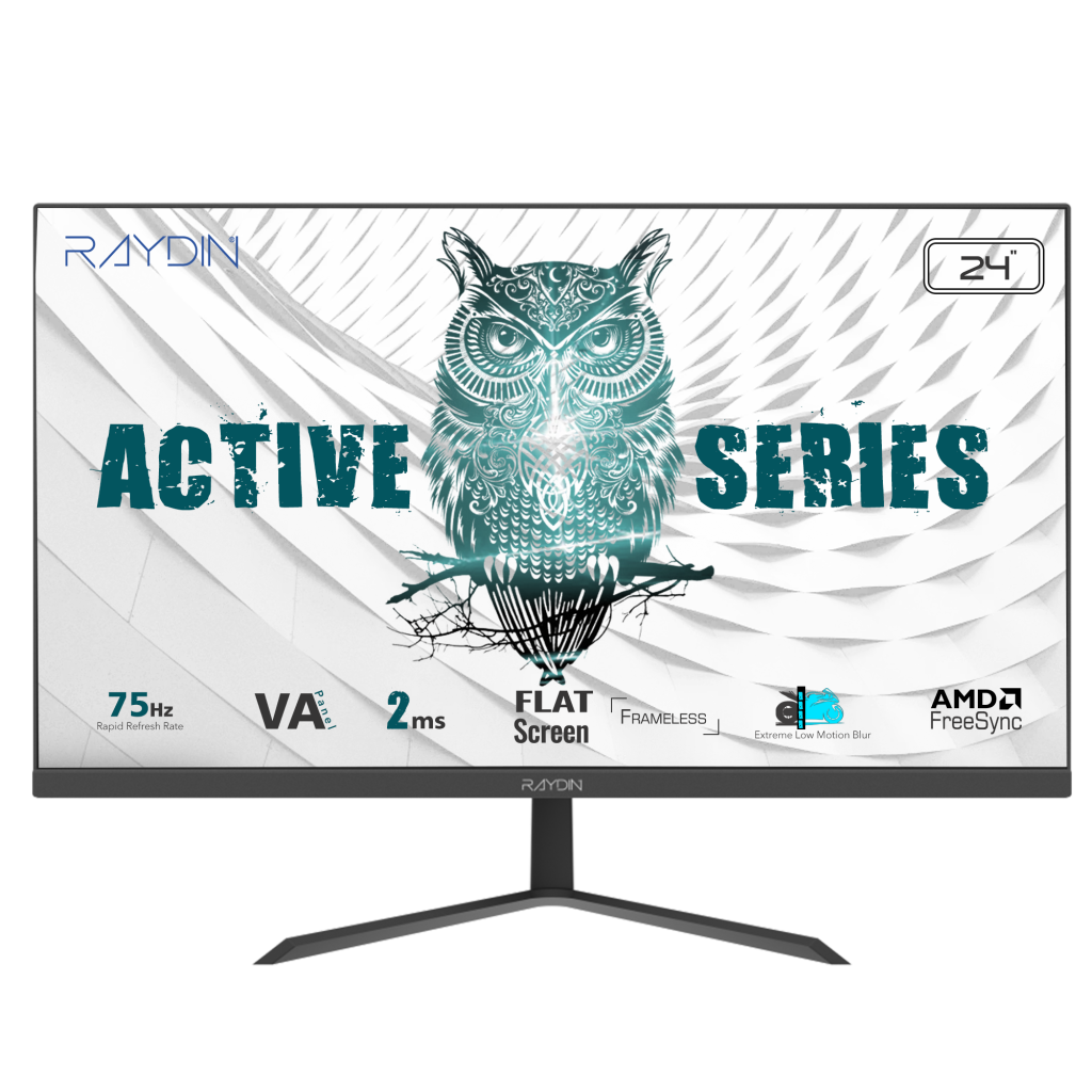 RAYDIN ALISA, 24", 2ms, 75Hz, Full HD, 250 nits, D-Sub, HDMI, Frameless, VA LED Monitör (Siyah) - RAYDIN