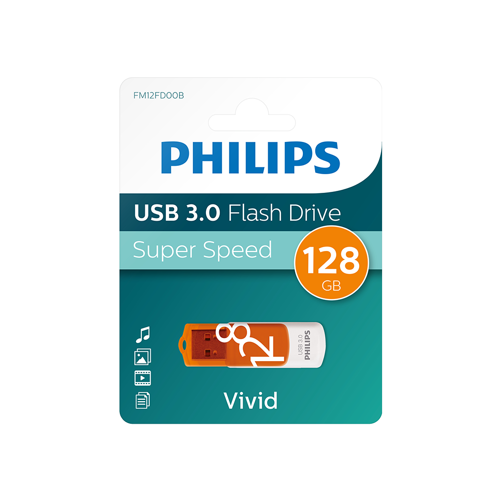 PHILIPS FM12FD00B, 128GB, USB 3.0, Vivid, Turuncu, Flash Disk - Philips