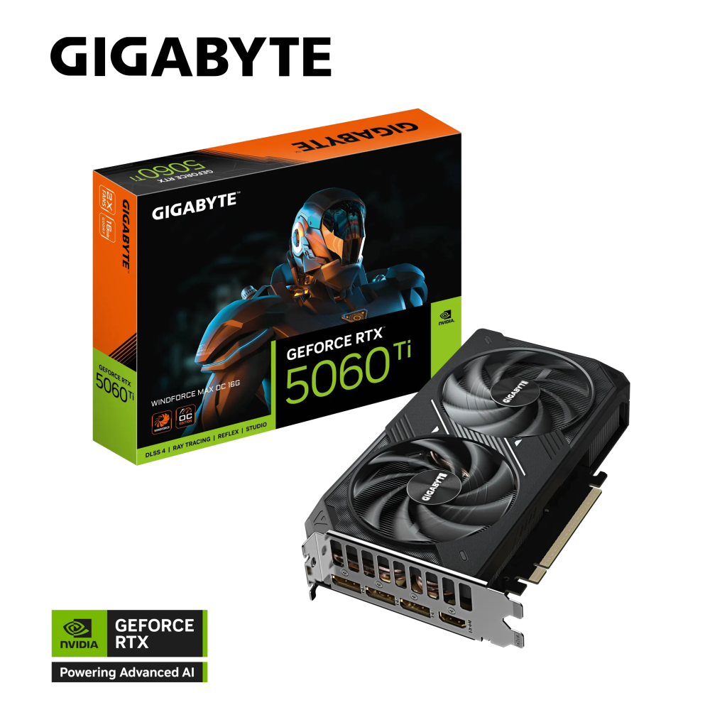 GIGABYTE GV-N506TWF2MAX OC-16GD, RTX5060TI, WINDFORCE MAX OC, 16Gb, GDDR7, 128BIT, 2 Fanlı, 1xHDMI, 3xDP, GAMING Ekran KARTI - Gigabyte