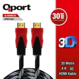 QPORT (Q-HDMI30) ALTIN UCLU 30M HDMI KABLO - QPORT