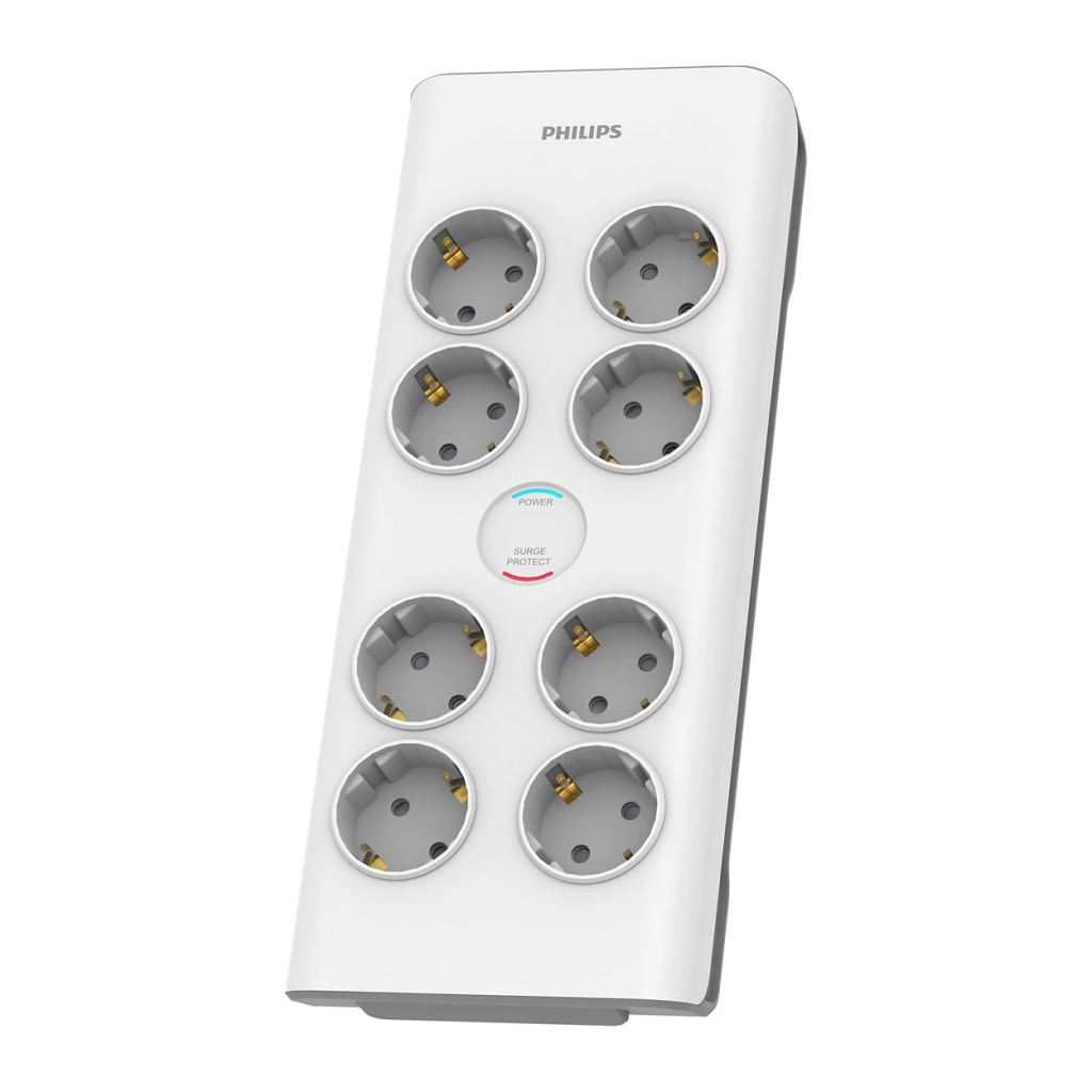 PHILIPS SPN7080WA/62, 8 Soket, Akım Korumalı Priz, 900 Joules, 2Mt Örgülü Kablo, (Beyaz) - Philips - görsel 2