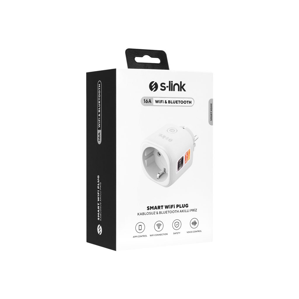 S-LINK SL-14, 1 Soket, Akım Korumalı Priz, 16A, WiFi 2.4Ghz, Bluetooth, TUYA Yazılım Destekli, internet üzerinden Yönetilebilir - S-Link - görsel 5