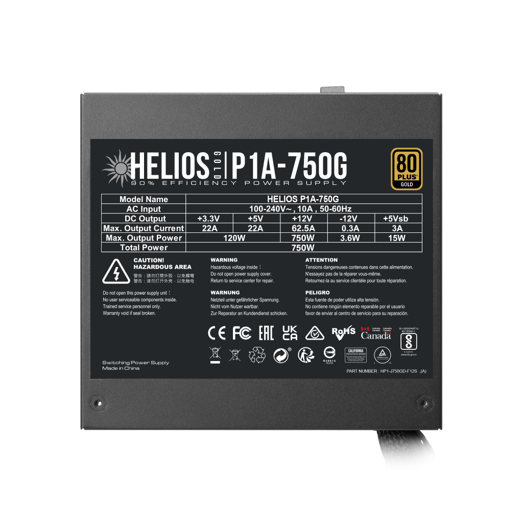 GAMDIAS HELIOS P1A-750G, 750W, 80+ Gold, Aktif PFC, GAMING, ATX, Power Supply (PSU) - Gamdias - görsel 4