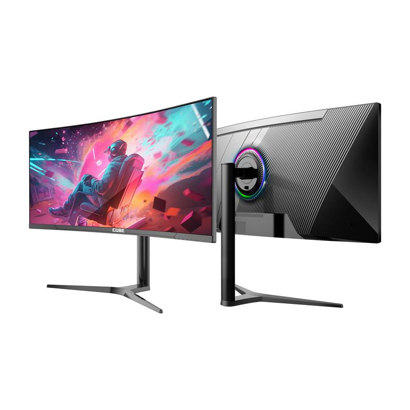 34 CUBE PA-34V165C VA 1MS 165HZ HDMI DP TYPE-C USB 2K WQHD 3440X1440 FREESYNC CURVED YUKSEKLIK AYARI VESA RGB SIYAH GAMI - Cube - görsel 3