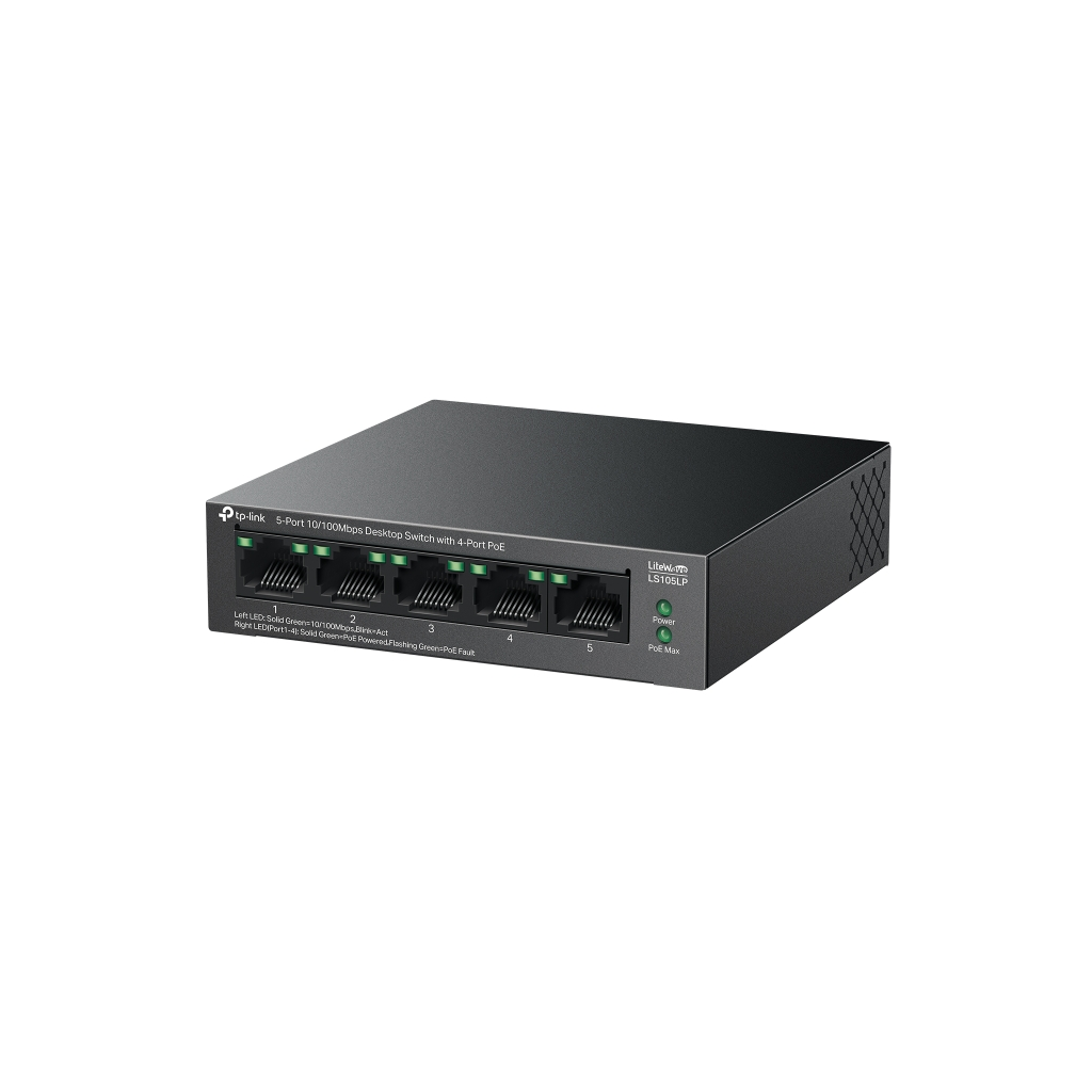 TP-LINK LS105LP, Green Tech, 5 Port, MegaBit, 4 Port PoE 41W, Metal Kasa, Yönetilemez, Masaüstü Switch - Tp-Link - görsel 3