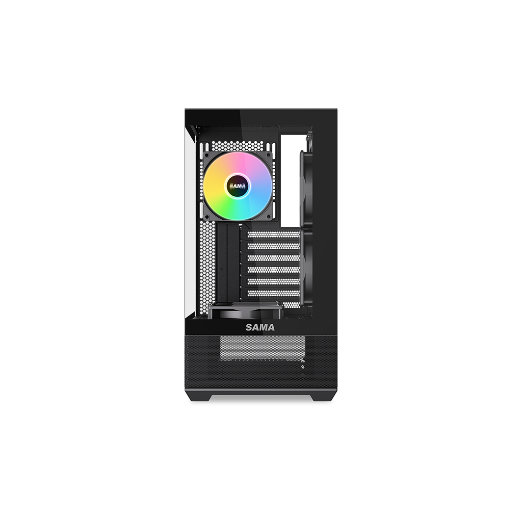 SAMA V40BK Black, B750BK 750W, 80+ Bronze, PCIE 5.1, ATX3.1, Tempered Glass Panel, Panoramic Tasarım, Type-C, 6x120mm ARGB Fan, ATX, GAMING KASA - Sama - görsel 5