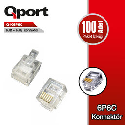 QPORT (Q-K6P6C) RJ11/RJ12 KONNEKTOR 100 LU - QPORT