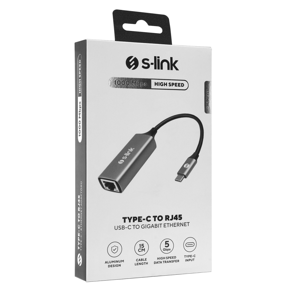 S-LINK SW-U336, GigaBit, Type-C to RJ45, Metal, Ethernet Kartı - S-Link - görsel 3
