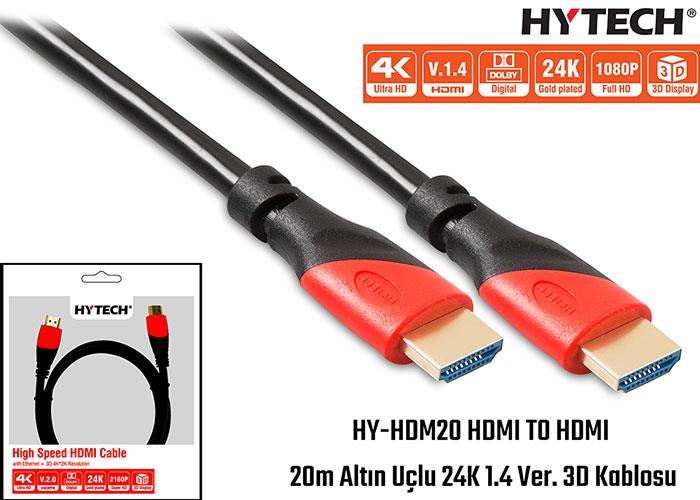 HYTECH HY-HDM20 20 Mt Altın Uçlu 24K 1.4 Ver. 3D HDMI Kablo - HYTECH