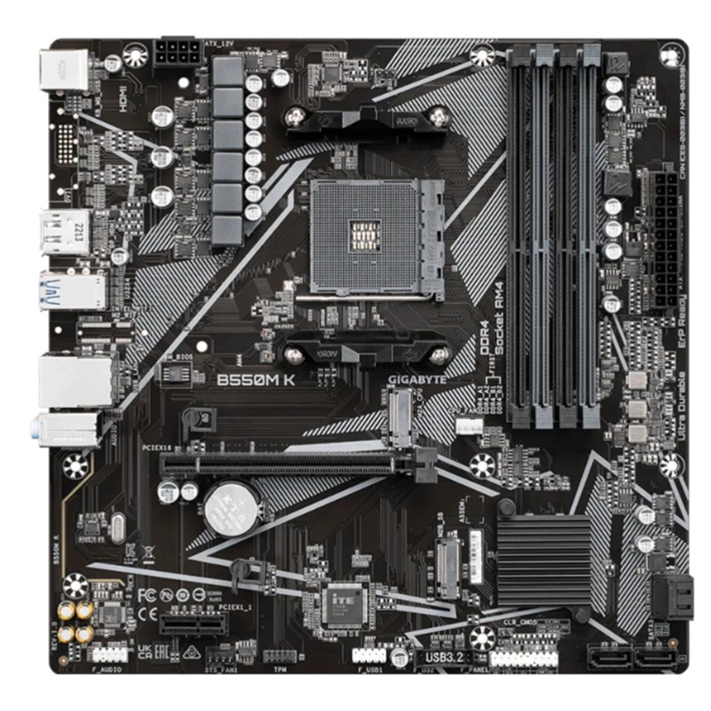 GIGABYTE B550M K DDR4 4733MHZ 1XHDMI 1XDP 1XM.2 MATX AM4 (AMD AM4 5000/5000G/4000G/3000/3000G SERİLERİ İLE UYUMLU) - Gigabyte - görsel 2