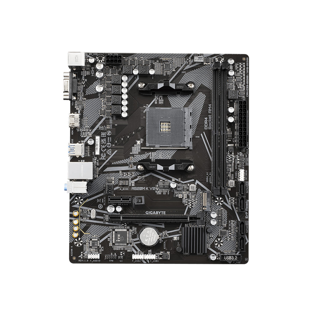 GIGABYTE A520M K V2 1.0 A520 DDR4 Vga GLan mATX HDMI M2 USB3.1 AM4 AMD Anakart - GIGABYTE - görsel 3