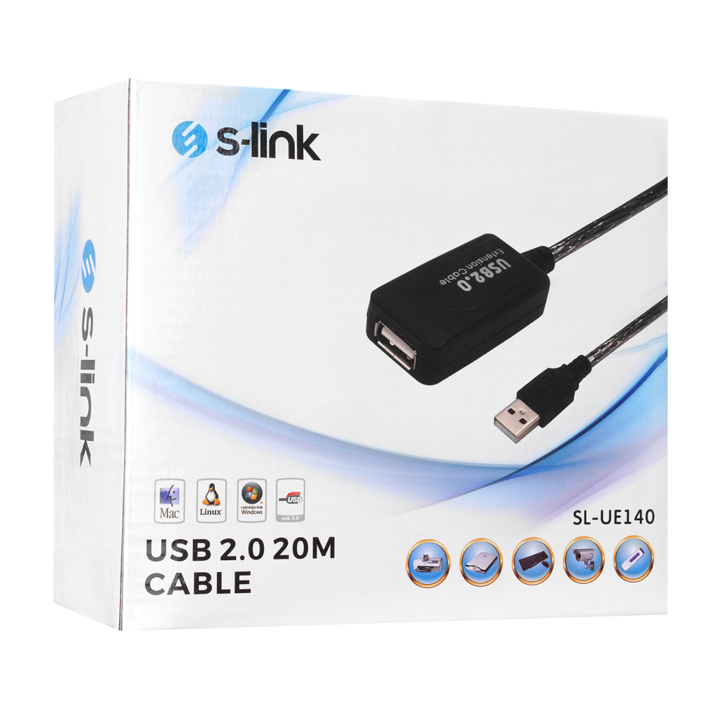 S-LINK SL-UE140, Güçlendirilmiş USB Uzatma Kablosu 20 Metre - S-Link - görsel 3