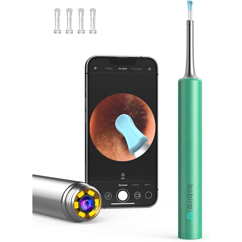 BEBIRD T5 3MP KAMERA 3.5MM LENS ŞARJLI WIFI GÖRÜNTÜLÜ KULAK TEMİZLEYİCİ YEŞİL RENK - Bebird