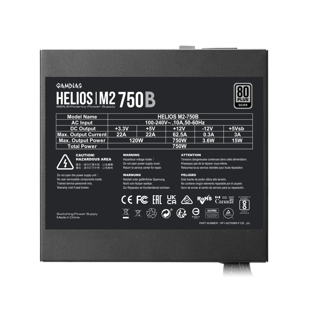 GAMDIAS HELIOS M2-750B, 750W, 80+ Silver, Aktif PFC, GAMING, ATX, Power Supply (PSU) - Gamdias - görsel 4