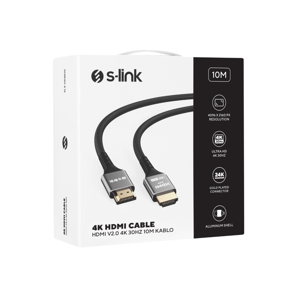 S-LINK SLX-HD4K10 10 Mt Metal v2.0 4K (4096*2160) 30Hz HDMI Kablo - S-LINK - görsel 5