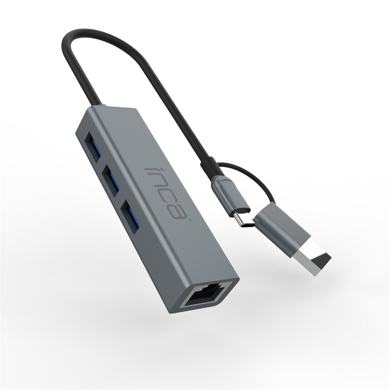 INCA IUTP-03T USB HUBX3 USB 3.0 10 GBPS+ETHERNET RJ45 1000MBPS ÇOKLAYICI - Inca