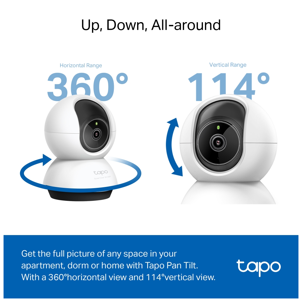 TP-LINK Tapo TC74 (C230), 3K, 5,0Mpix, İç Mekan, WiFi, 12Mt. Gece Görüşü, 360 Dönüş, İki Yönlü Ses Güvenlik Yapay Zeka Destekli Kamera - Tp-Link - görsel 5