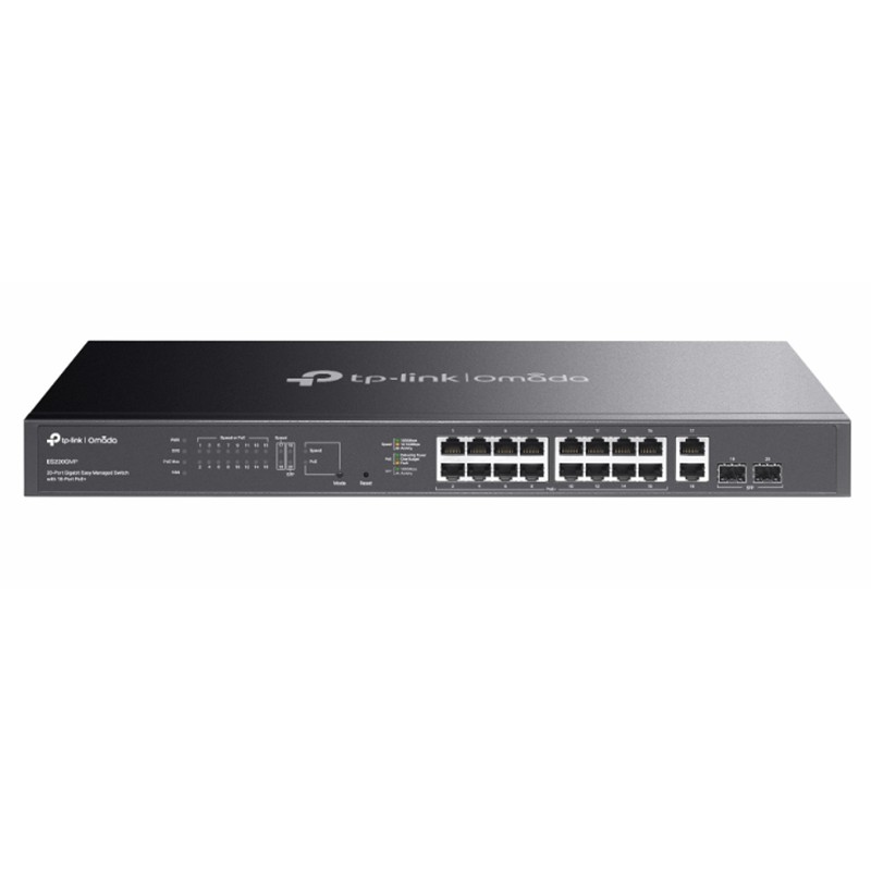 TP-LINK OMADA ES220GMP 20 Port Gbit 16 Port PoE+ 250W 2xGBİT RJ45+ 2xGBİT SFP Rack mount Yönetilebilir (L2) Switch - TP-LINK OMADA - görsel 2