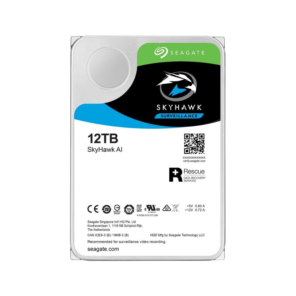 SEAGATE SKYHAWK AI, ST12000VE001, 3.5", 12TB, 256Mb, 7200Rpm, Güvenlik, HDD - Seagate