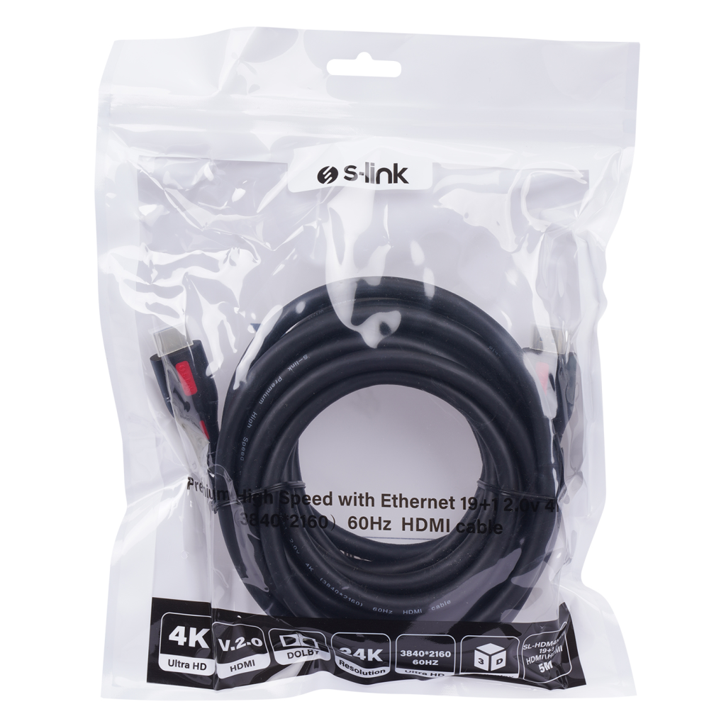 S-LINK SL-HDM4K105, 4K UHD, HDMI v2,0 Kablo. 5mt. 60Hz. Kablo - S-Link - görsel 4